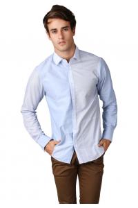 (X) S.M.L Two Tone Shirt Light Blue